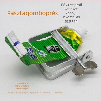 Hajápolási krém adagoló; alumínium ötvözet; nettó tartalom 105 g; krém adagoló funkció; alkalmas arclemosó krémek és fogkrémek