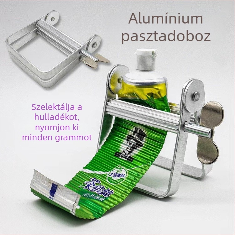Hajápolási krém adagoló; alumínium ötvözet; nettó tartalom 105 g; krém adagoló funkció; alkalmas arclemosó krémek és fogkrémek