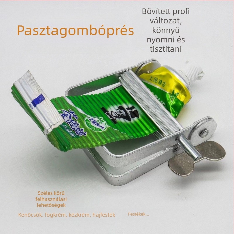 Hajápolási krém adagoló; alumínium ötvözet; nettó tartalom 105 g; krém adagoló funkció; alkalmas arclemosó krémek és fogkrémek