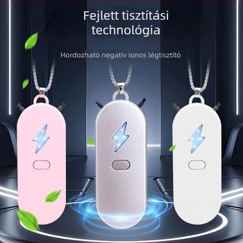 Otthoni negatív ionos légtisztító – USB táplálás, 50 m³/h, zaj <36 dB, 10 m²-ig, nyakba akasztott dizájn