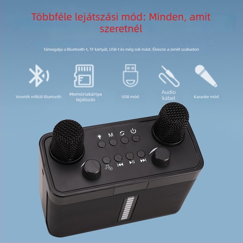 Kétmikrófonos Bluetooth karaoke hangfal, hordozható all-in-one kültéri eseményekhez és otthoni összejövetelekhez, modell WJ-A8265.3
