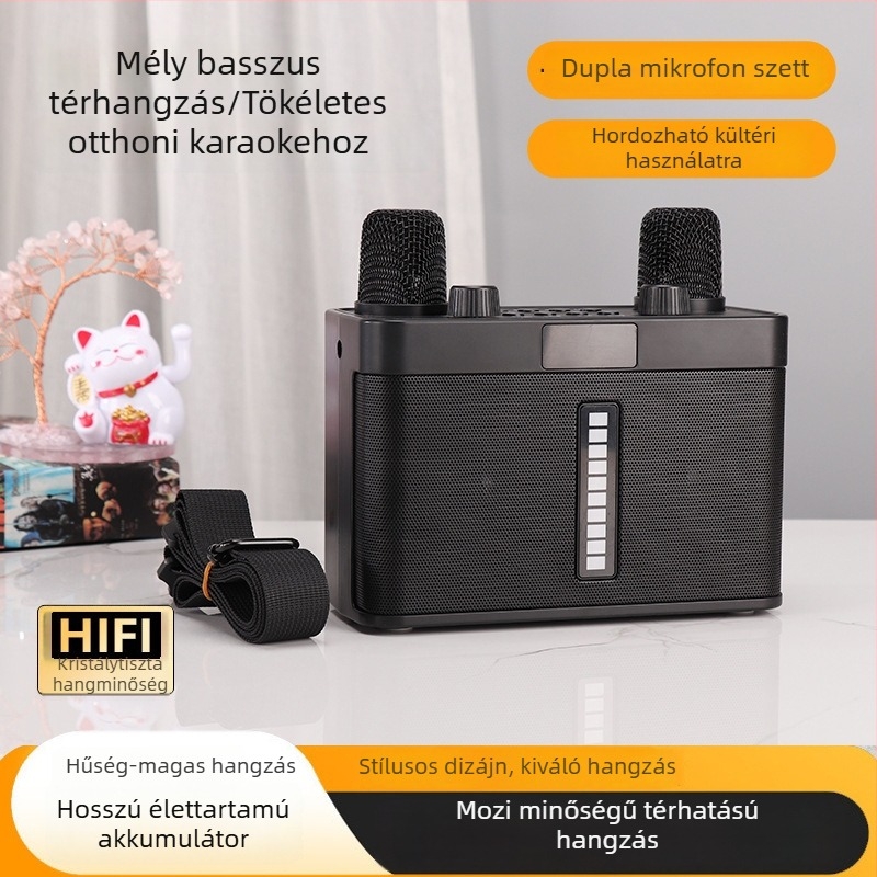 Kétmikrófonos Bluetooth karaoke hangfal, hordozható all-in-one kültéri eseményekhez és otthoni összejövetelekhez, modell WJ-A8265.3