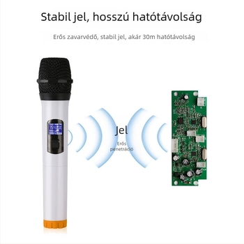 UHF Vezeték nélküli mikrofonrendszer akkumulátoros hangszóróval és görgős kocsival, beépített vevőegységgel és erősítővel — Tartalmaz két vezeték nélküli mikrofont antennával, frekvenciatartomány 100 Hz–20 kHz, SNR ≥ 75 dB