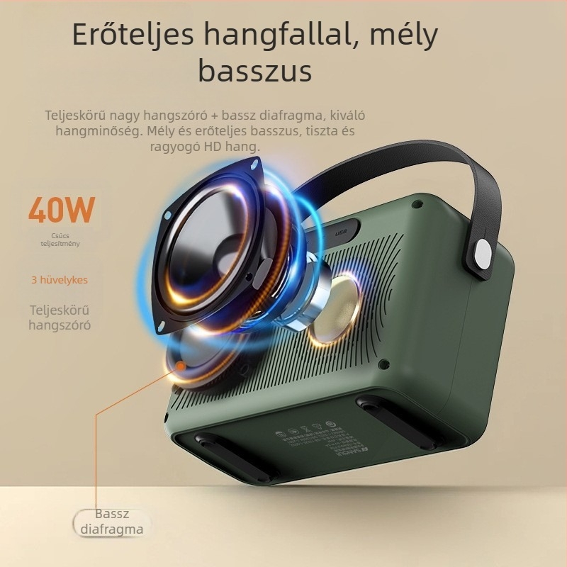 Sansui F58 Video Karaoke Bluetooth Hordozható Hangszóró, 40W, 2 Hangszóró, 100Hz-20kHz, Bluetooth 5.3, Beépített Akkumulátor 2000-4000mAh