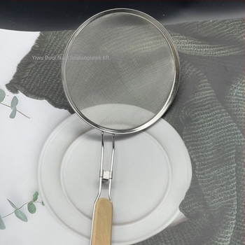 201 rozsdamentes acél kolander, fa markolatú, hővédett, súly körülbelül 150 g, Guangdongban gyártott