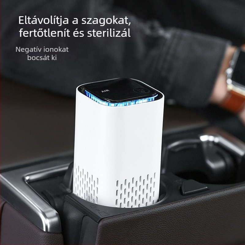 Autós légtisztító a formaldehid eltávolítására, USB-tápellátás, alacsony zaj ≤36 dB, 50 m³/h, HEPA + kompozit szűrő, járművekhez, 10 m²-ig területre