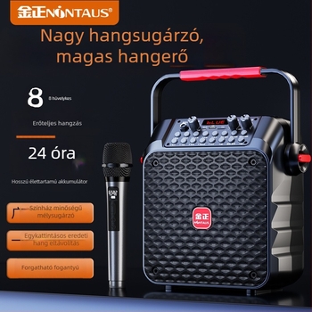 Jinzheng S91 kültéri Bluetooth hangfal – hordozható karaokés hangfal mikrofonnal, 30W, Bluetooth 5.3, beépített 2000–4000mAh akkumulátor, 20 m hatótáv