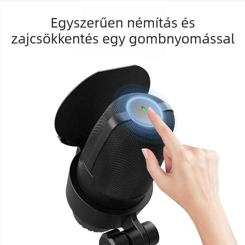 USB asztali kondenzátoros mikrofon felvételhez és élő közvetítéshez, modell M9, RGB világítás, SNR ≥ 75 dB, 5V tápegység