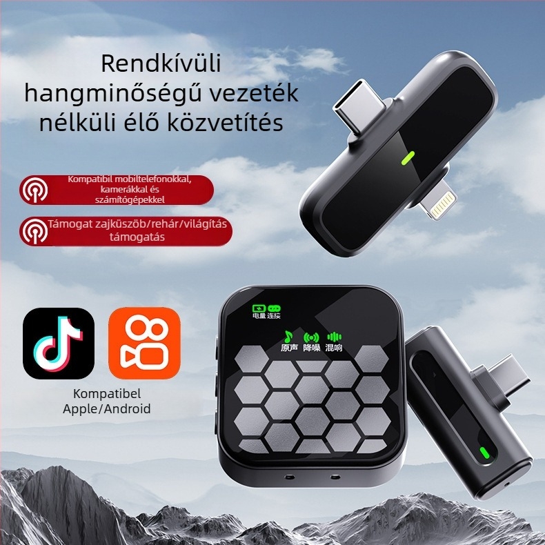 J33 Vezeték nélküli lavalier mikrofonrendszer (1–2) Kültéri élő közvetítéshez; frekvenciasáv 20 Hz–20 kHz; SNR ≥70 dB; beépített 300–500 mAh akkumulátor; üzemidő 3–6 óra