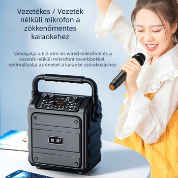 Hordozható Bluetooth karaoké hangszóró kültéri használatra, 32W, Bluetooth 5.3, frekvenciatartomány 100 Hz–18 kHz, SNR ≥70 dB