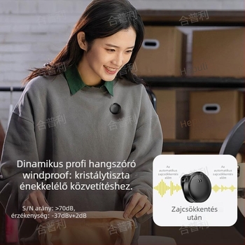Q8 nyakpántos mikrofon élő közvetítéshez, mágneses kettős klipekkel, okos zajcsökkentés, omnidirekcionális, beépített újratölthető akkumulátor, 3–6 óra üzemidő, SNR ≥60 dB