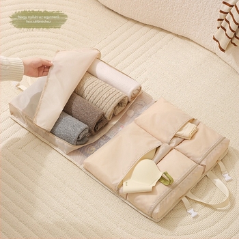 Twill anyagú akasztós tároló táska rekeszekkel, utazási szervező