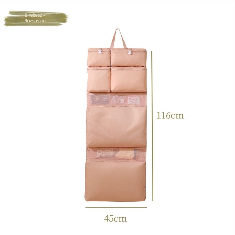 Twill anyagú akasztós tároló táska rekeszekkel, utazási szervező