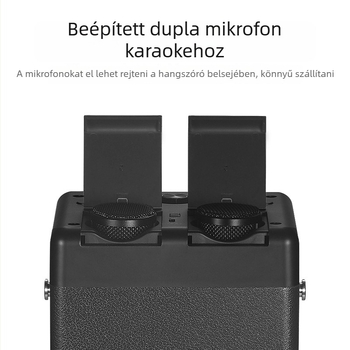 Hordozható kültéri karaoke hangfal vezeték nélküli mikrofonnal, 40W kimenet, 40Hz-20kHz hangfrekvencia, beépített akkumulátor, 8 órás lejátszás, IPX9 vízálló