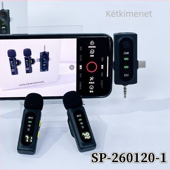Lapel mikrofon zajcsökkentéssel kültéri élő közvetítéshez, 1 csatornás, Bluetooth 5.0, SNR ≥70 dB