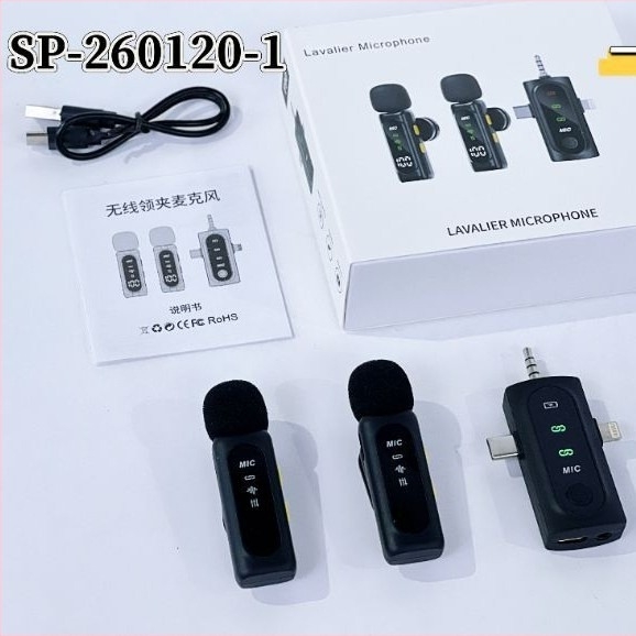 Lapel mikrofon zajcsökkentéssel kültéri élő közvetítéshez, 1 csatornás, Bluetooth 5.0, SNR ≥70 dB