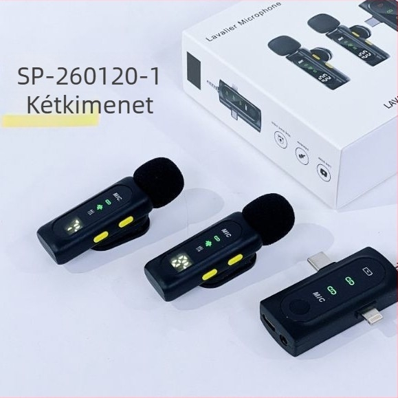 Lapel mikrofon zajcsökkentéssel kültéri élő közvetítéshez, 1 csatornás, Bluetooth 5.0, SNR ≥70 dB