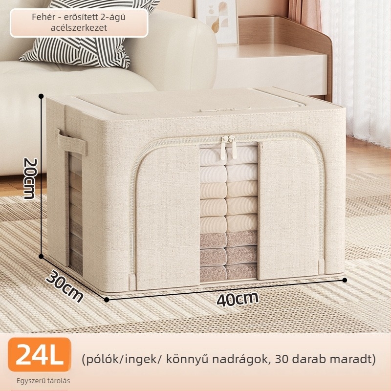 Hálószobai tároló doboz – nagy kapacitású textil tároló ruhák, plédekre és dzsekiknek, összecsukható, por- és nedvességálló, hordozható