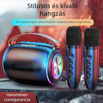 KTV egyben mikrofon és hangfal, hordozható, beépített akkumulátor 1200-2000mAh, 3W kimenet, omnidirekcionális mikrofon, frekvenciatartomány 100Hz-20kHz, SNR ≥70dB