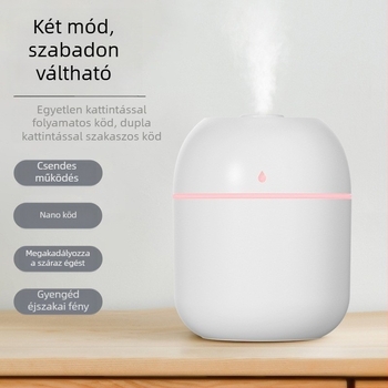 Mini hordozható USB-s párásító, halk, vízcsepp alakú, asztali használatra otthon