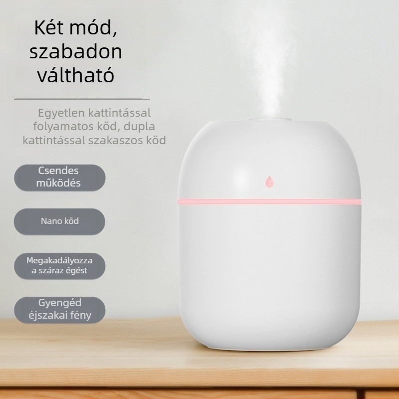 Mini hordozható USB-s párásító, halk, vízcsepp alakú, asztali használatra otthon