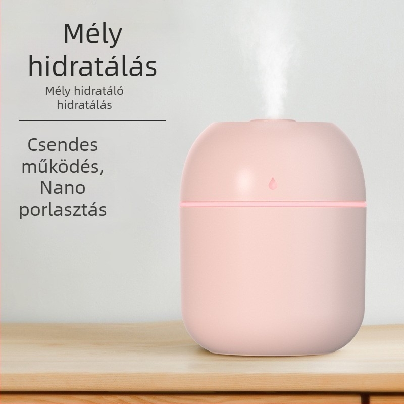 Mini hordozható USB-s párásító, halk, vízcsepp alakú, asztali használatra otthon