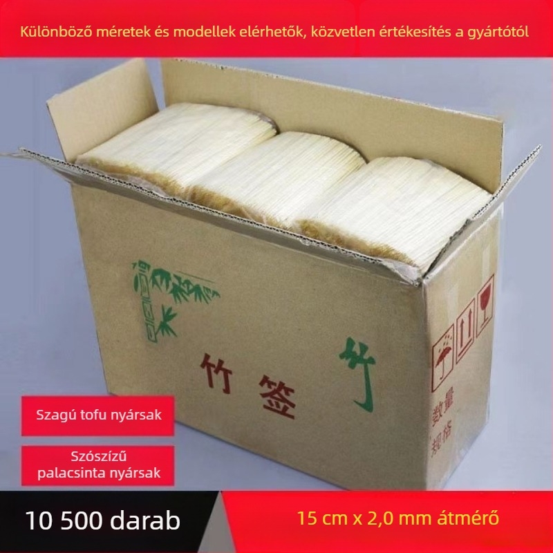 Utcai ételekhez bambusz nyársak – egyszer használatos, vastagabb nyársak a grillhez, alkalmasak szószos süteményekhez és büdös tofuhoz, testreszabás elérhető, modern, egyszerű dizájn, első osztályú minőség