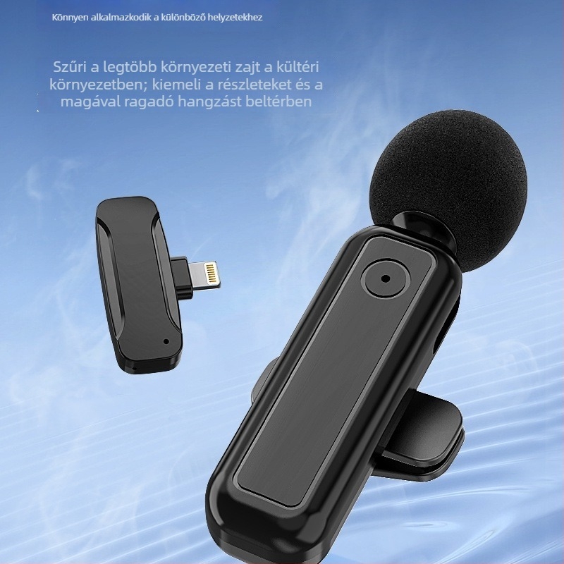 Vezeték nélküli lavalier mikrofon élő közvetítéshez zajcsökkentéssel és videófelvételhez — mini Bluetooth mikrofon