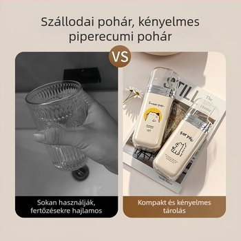 3 az 1-ben utazási szájöblítő pohár, utazási higiénés készlet és hordozható tároló doboz háromtagú család számára