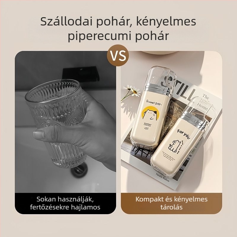 3 az 1-ben utazási szájöblítő pohár, utazási higiénés készlet és hordozható tároló doboz háromtagú család számára