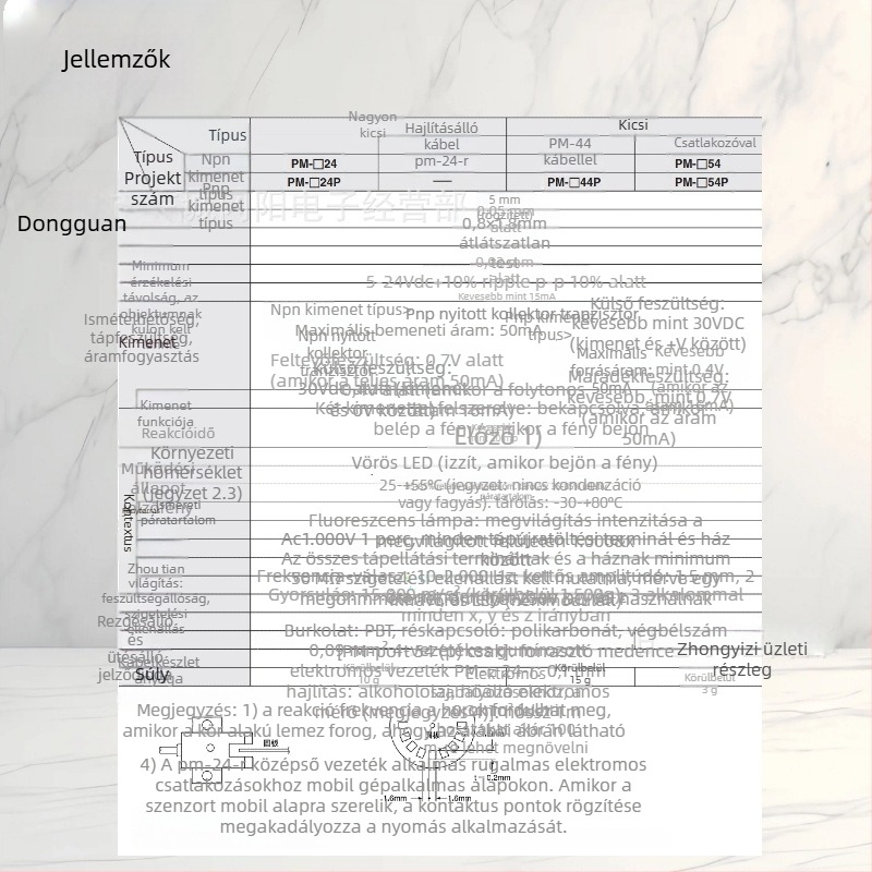 PM-R44 fotóelektrikus érzékelő, jobb oldali rögzítés, PM sorozat, 1 kHz válasz