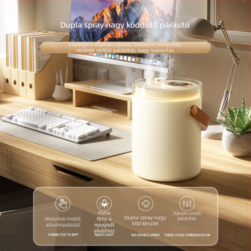 JS02 Levegőpárásító – otthonra és irodába, 31-40 m², 1.0-2.5 L tartály, USB tápegység, zaj 36-45 dB
