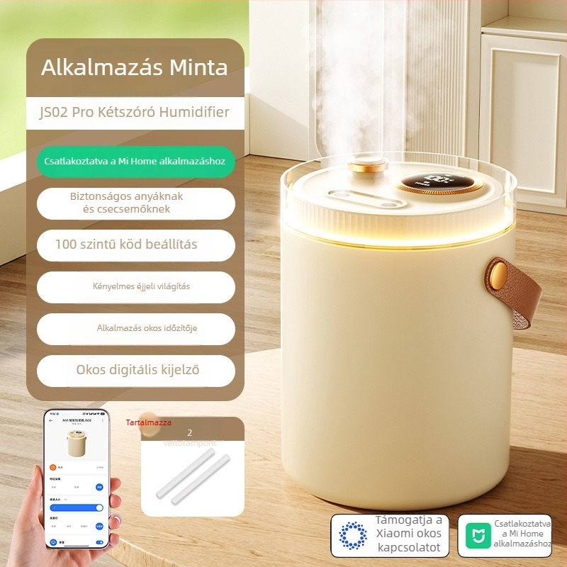 JS02 Levegőpárásító – otthonra és irodába, 31-40 m², 1.0-2.5 L tartály, USB tápegység, zaj 36-45 dB