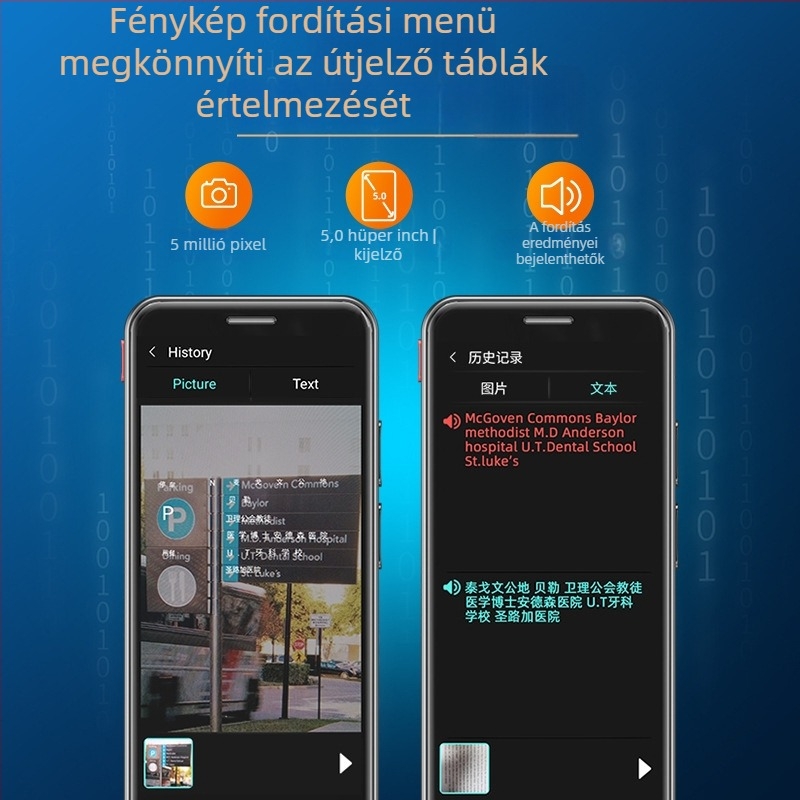 A40Lite Okos Offline Fordító – burmai, vietnami, perzsa, ujgur nyelvek; Android; Bluetooth; 10 m hatótávolság; Hangasszisztens