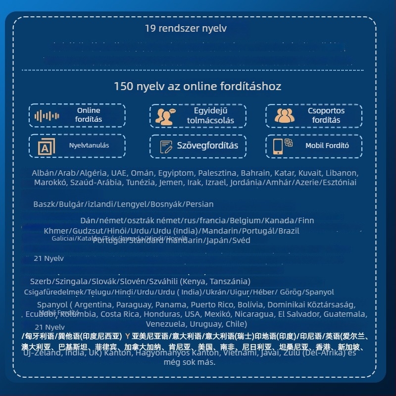 A40Lite Okos Offline Fordító – burmai, vietnami, perzsa, ujgur nyelvek; Android; Bluetooth; 10 m hatótávolság; Hangasszisztens