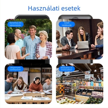 Hordozható intelligens offline fordító — 138 nyelv, Android, Bluetooth, 10 m vezeték nélküli hatótávolság, érintőképernyő és gombok, ABS