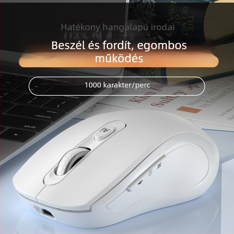 Optikai vezeték nélküli egér USB interfésszel, 2.4G/Bluetooth, 1200dpi, 6 gomb, ergonikus kialakítás