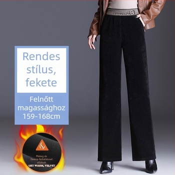 Chenille anyagú széles lábú nadrág fleece béléssel, magas derék, vastag