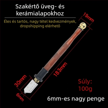 Gördülő típusú üveg- és csempe vágó kés, fémnyéllel, Zixuan márka (jogosult magánmárka)