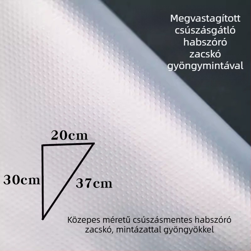 Egyszer használatos díszítő tasak készlet anti-slip megvastagodott szemcsés mintázattal – nagy, közepes és kicsi szemcsés mintázat, 100 db mindegyik