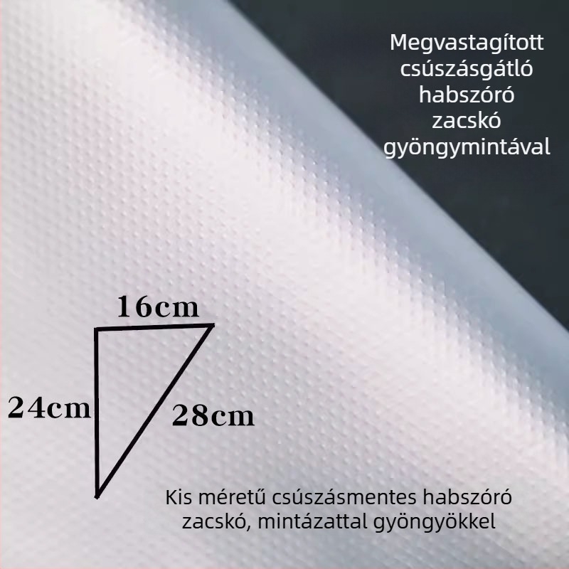 Egyszer használatos díszítő tasak készlet anti-slip megvastagodott szemcsés mintázattal – nagy, közepes és kicsi szemcsés mintázat, 100 db mindegyik