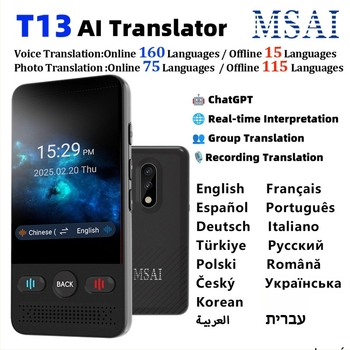 Intelligens hangalapú fordító offline többnyelvű támogatással, szimultán tolmácsolás, fotófordítás, Android OS, Bluetooth