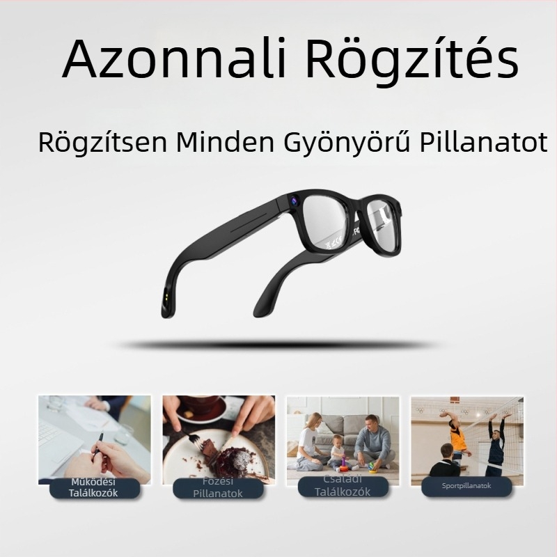 Okos szemüveg G-300, 8MP kamera, 32GB memória, fejre rögzíthető, érintéses és gombos vezérlés, akkumulátor 220