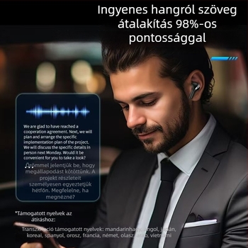 AI fordító fülhallgató: Bluetooth 5.4, 10 m hatótávolság, alacsony késleltetés e-sportokhoz, 4–8 órás üzemidő, vízálló