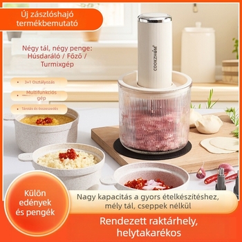 Multifunkcionális konyhai processzor babaélelmiszer funkcióval, kapacitás 1-3 L, motor-sebesség 10000-19999 rpm, feszültség 111-240 V, mechanikus vezérlés