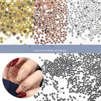 Manikűr díszítő gyöngyök – lapos alapú, félgömb alakú acél golyók, fém félgömb, rajzfilm mintázat, vintage stílus