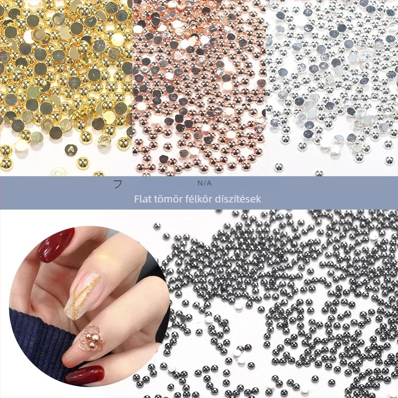 Manikűr díszítő gyöngyök – lapos alapú, félgömb alakú acél golyók, fém félgömb, rajzfilm mintázat, vintage stílus