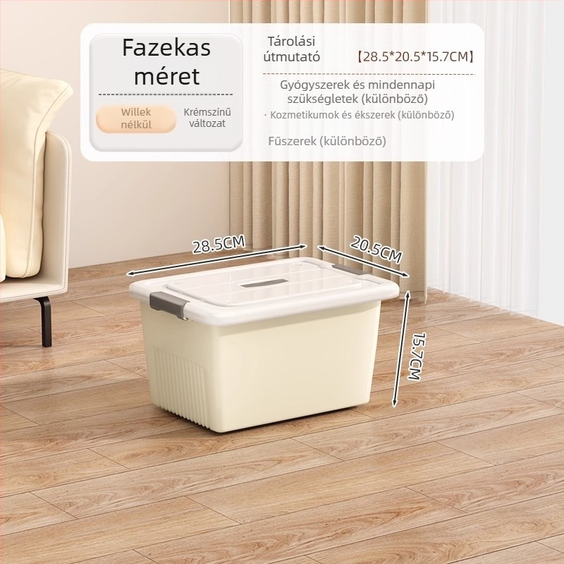 Tárolódoboz, PP műanyag, 30–40L kapacitás, Modell 927, kerekekkel