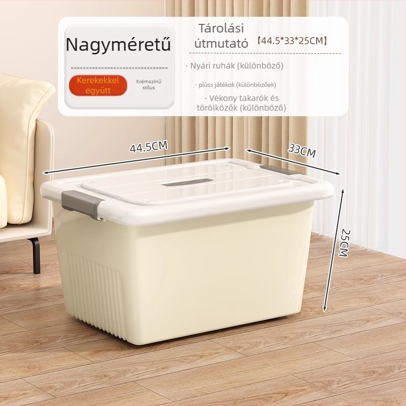 Tárolódoboz, PP műanyag, 30–40L kapacitás, Modell 927, kerekekkel