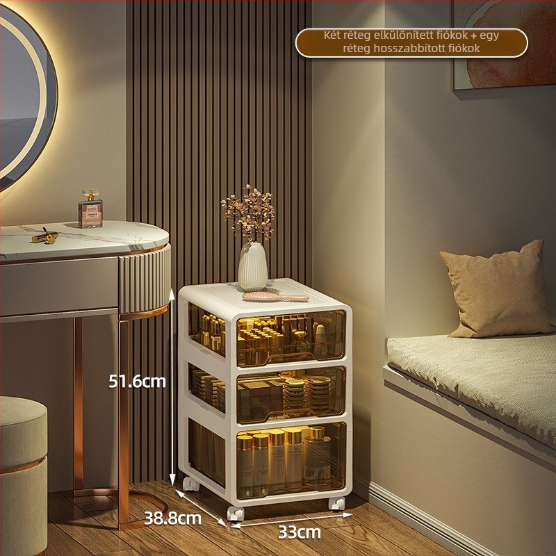 Kozmetikai tároló szekrény fiókos kialakítással, többrétegű PP műanyag szervező, modell JH2002, kapacitás 0–5 L